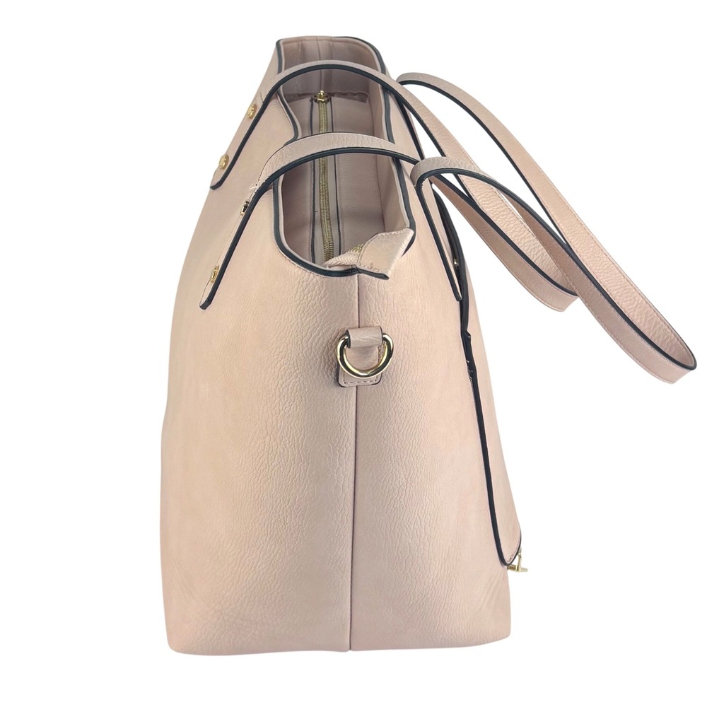 Poppy & Peonies Tote Commuter Backpack Set Blush Pink Gold Vegan Leather - Picture 8 of 16
